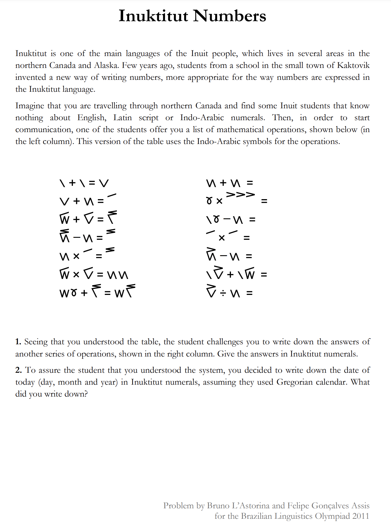 Inuktitut Numbers